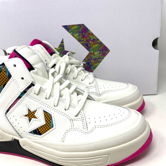 Converse Weapon CX Shoes Mid Top Pink White Leather Men Size Sneakers A00437C - Picture 8 of 10